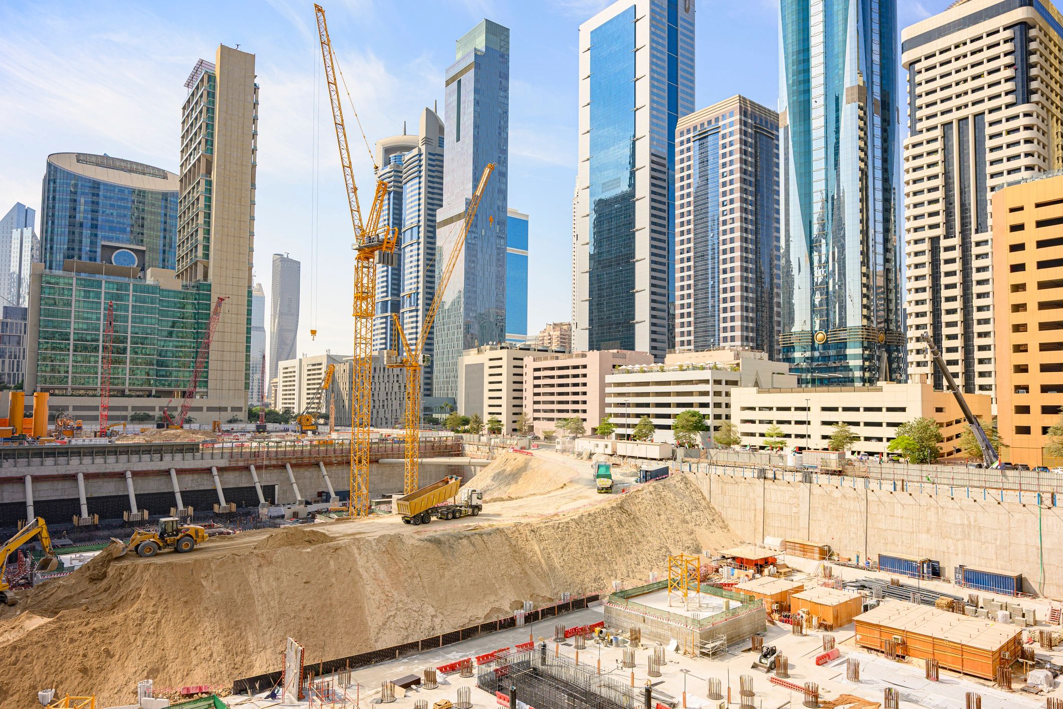 Active construction site in Dubai
